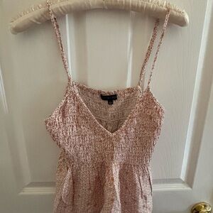Cotton Candy Blush Pink Textured Smocked V-Neck Cami